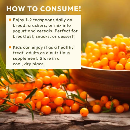 WellWith Sea Buckthorn Jam for Kids 250g, Pack of 1 | No Added Sugar | Made with Himalayan Sea Buckthorn Berries | Natural Fruit Spread for Bread, Toast, Pancakes & Sandwiches | Ideal For Breakfasts and Snacks.