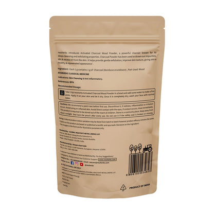 Neuherbs Activated Charcoal Powder For Skin - 100g | Face Pack For Deep Cleansing & Remove Dead Skin Cells | 100% Pure & Natural With No Added Preservatives