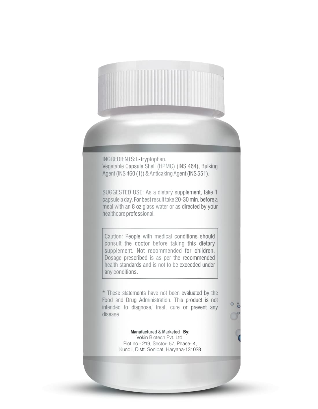 Supplement bottle with label on a white background