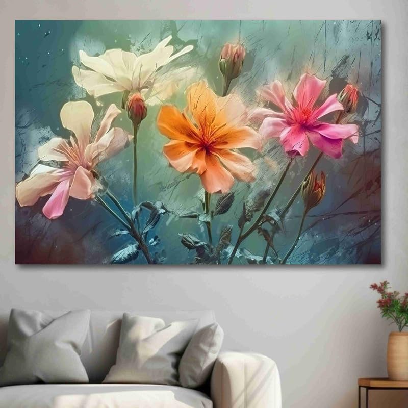 Unframed Rolled Art Print||Abstract Floral Art Canvas Wall Art Print for Home Décor And Office||Unframed canvas Painting For Wall decor||Home wall and Office Interior CR-121