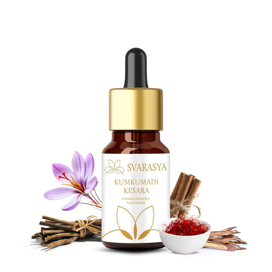 Svarasya Kumkumadi Tailam Face Oil - 12ml Ayurvedic Kumkumadi Oil with Saffron & Sandalwood - Helps Reduce Signs of Aging | For Radiant Skin | For Men & Women | All Skin Types