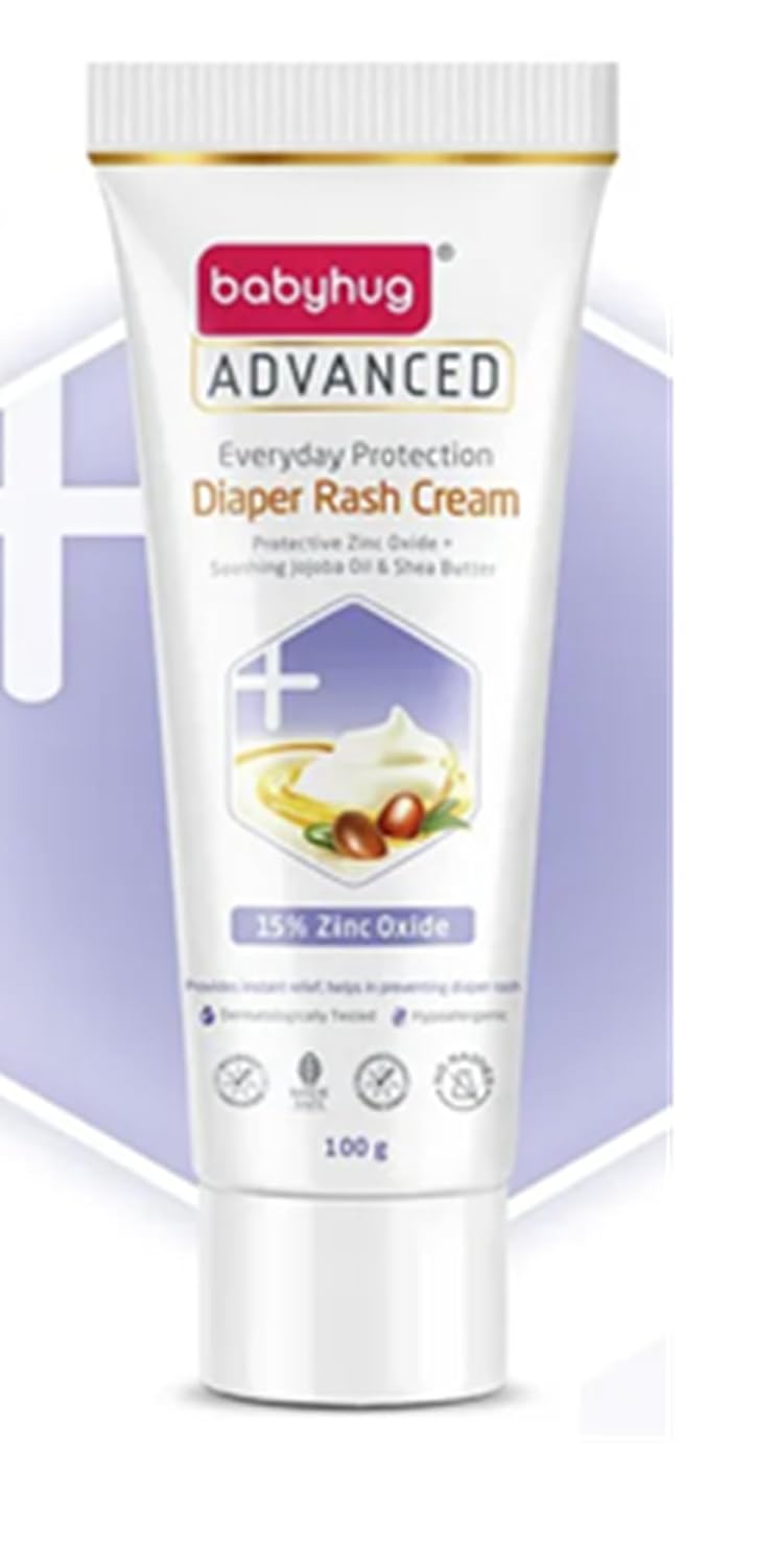 Babyhug Advanced Diaper Rash Cream, 100g, Zinc Oxide Protection, Paraben Free (Pack of 1, 100, gram)