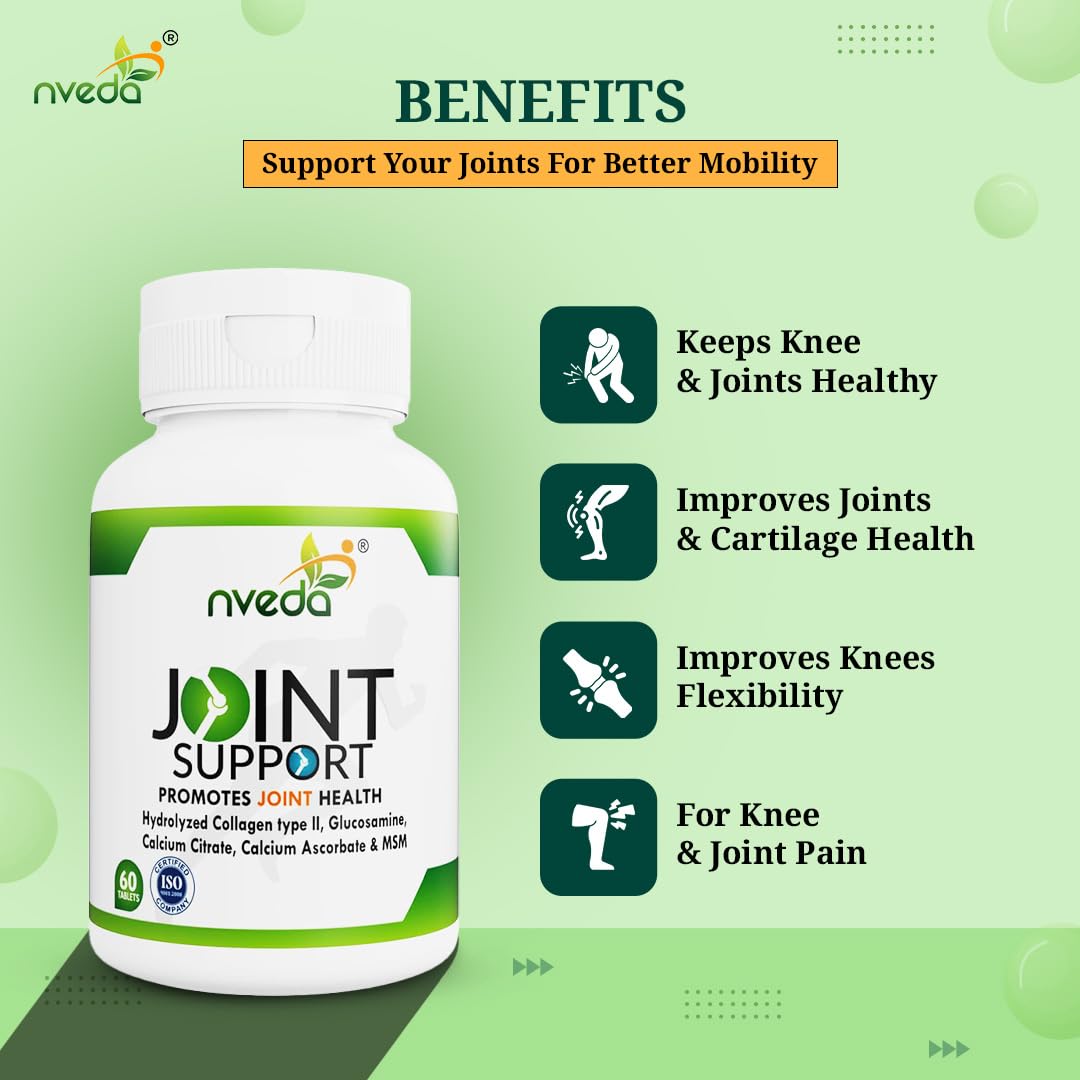 Nveda Joint Support for keeping Joints healthy containing Collagen Type 2, Glucosamine, Calcium and MSM (60 Nos)