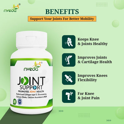Nveda Joint Support for keeping Joints healthy containing Collagen Type 2, Glucosamine, Calcium and MSM (60 Nos)