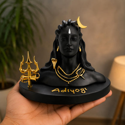 B.R STORE Lord Shiva Adiyogi Idol with Golden Trishul