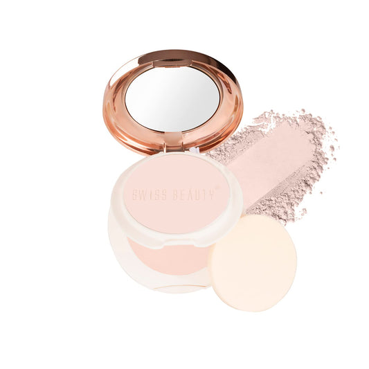 SWISS BEAUTY Oily Oil Control Lightweight Compact Powder for Matte Flawless Finish | Face Makeup, Shade - Light-Medium, 20 gm |, Pink
