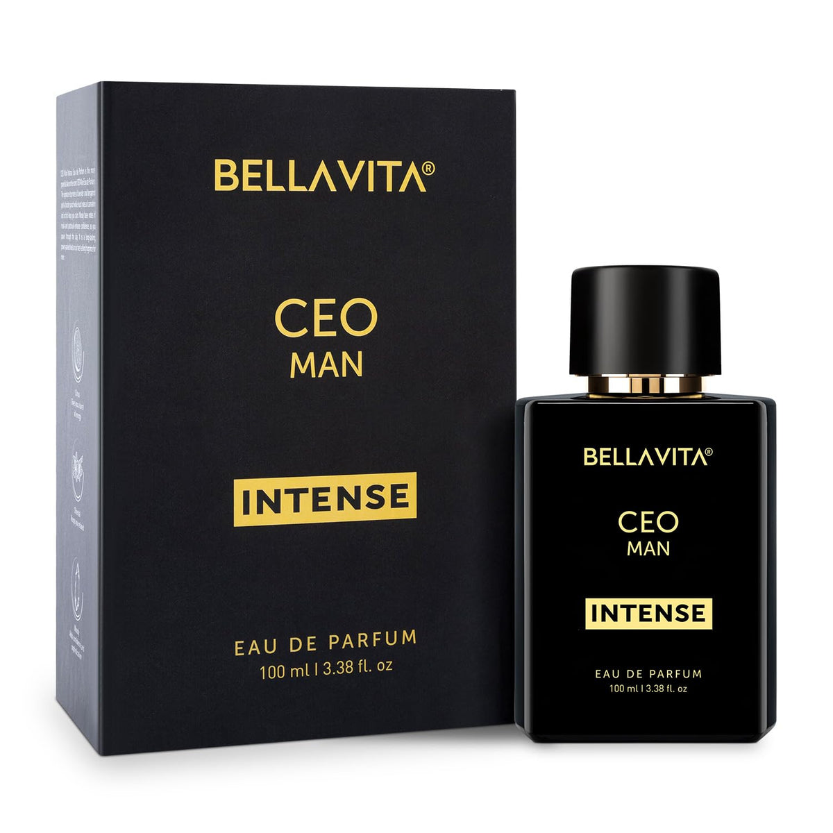 Bellavita CEO Man Intense eau de parfum bottle and packaging on a white background