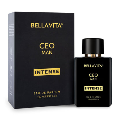 Bellavita CEO Man Intense eau de parfum bottle and packaging on a white background