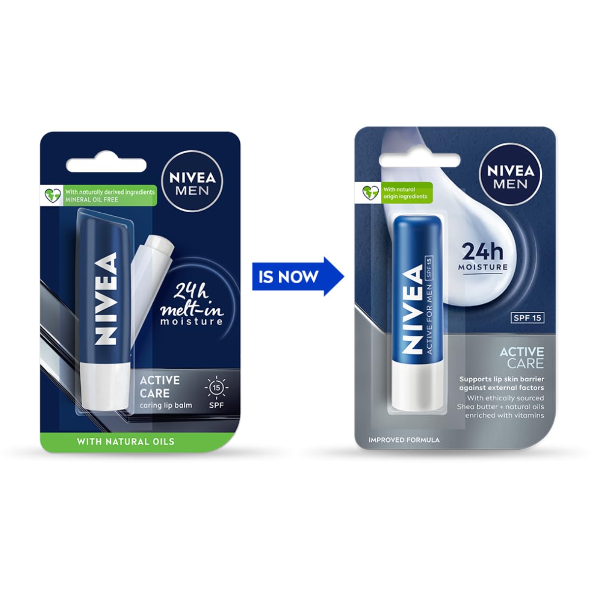 NIVEA MEN Active Care 4.8g Lip Balm|24 H Melt in Moisture Formula|Natural Oils|Nourished Lips,4.8 g (Pack of 1)