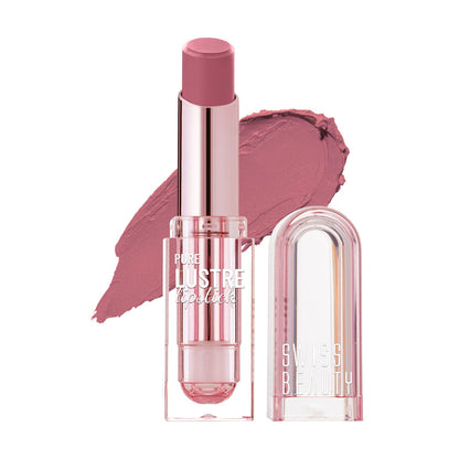 Swiss Beauty Pure Lustre Lipstick | High Shine Finish | Smooth Glide | With Olive Oil & Vitamin E | Hydrating | Shade- True Nude, 3.8gm