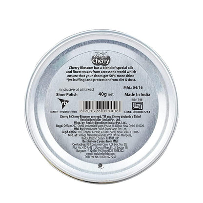 Cherry Blossom Wax Shoe Polish, Black - 40gm | Protects Against Dirt & Dust