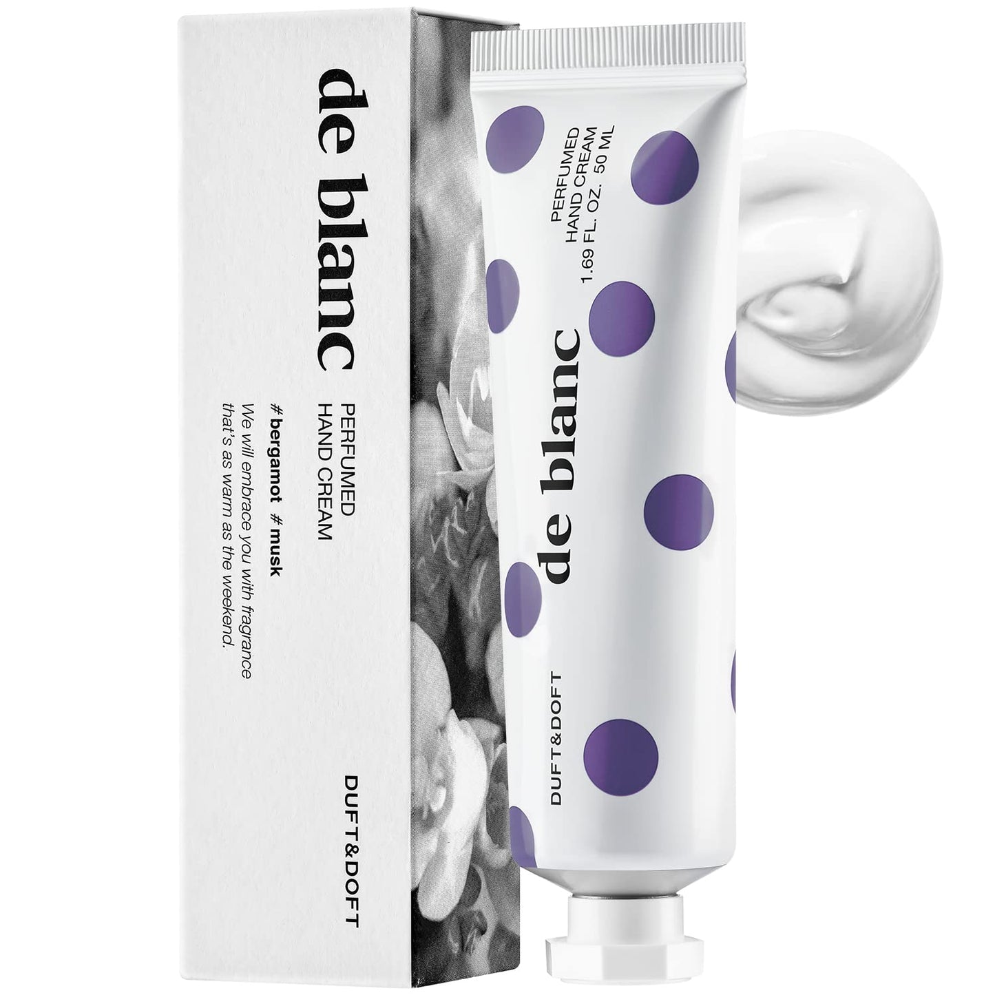 DUFT & DOFT De Blanc Niche Perfume Hand Cream: Hypoallergenic, Dermatologically Tested, Safe Formula, Long-Lasting Exotic Scent, Nourishing & Gentle - 50 ml