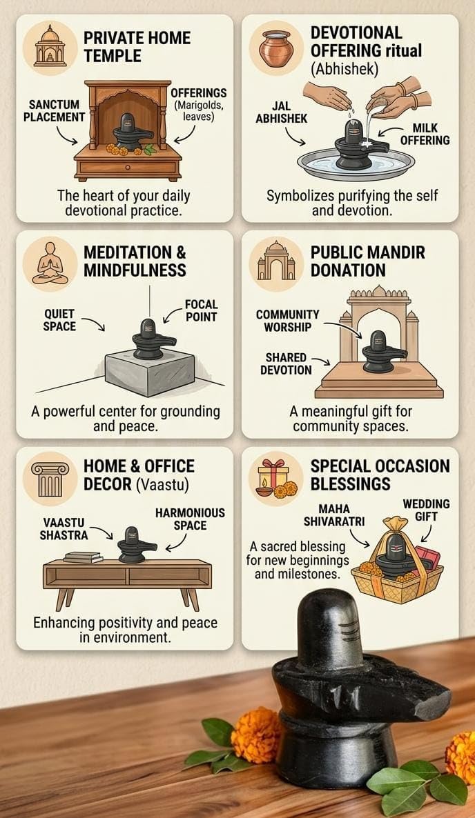 Black Marble Shiv Ling | Shiva Lingam for Home Temple | Mahadev Shankar Bholenath Shiv Ling Idol for Pooja Home Temple Mandir (2 Inch Regular Quality)