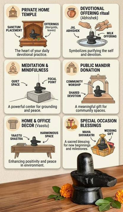 Black Marble Shiv Ling | Shiva Lingam for Home Temple | Mahadev Shankar Bholenath Shiv Ling Idol for Pooja Home Temple Mandir (2 Inch Regular Quality)