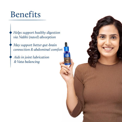 Blue Nectar Nabhi Oil with Ghee & Almond | Nabhya Dhara Belly Button Oil for Digestion & Joint Support | Authentic Ayurvedic Care for Knee, Back, & Body ache (21 Herbs, 10 ml)