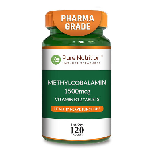 Pure Nutrition Vitamin B12 (1500mcg) - 120 Veg Tablets | Methylcobalamin B12 for Men & Women | Boosts Immunity & Energy Levels | Supports Brain, Nerve & Heart Health | Essential for Red Blood Cell Formation