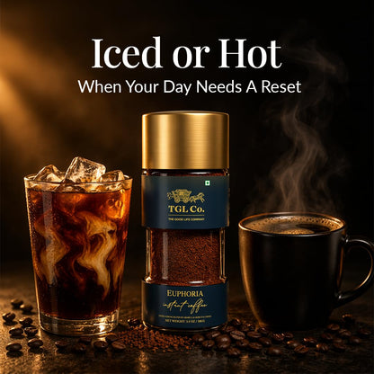 TGL Euphoria Instant Strong Coffee (100 gm) | Premium Blend of Classic Arabica & Robusta Coffee Beans | Hot & Cold Coffee | Rich & Smooth taste | Espresso, Latte & Cappuccino