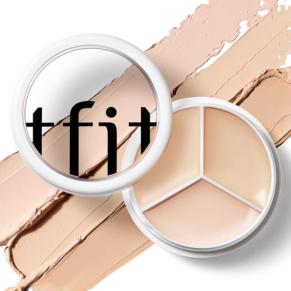 TFIT Cover Up Pro Concealer - Triple Palette | High-Pigmented, Full Coverage & Crease-Proof | Korean Concealer for Dark Circles, Redness & Blemishes (00 Light, 15g)