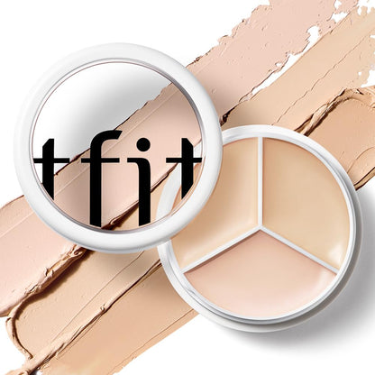 TFIT Cover Up Pro Concealer - Triple Palette | High-Pigmented, Full Coverage & Crease-Proof | Korean Concealer for Dark Circles, Redness & Blemishes (00 Light, 15g)