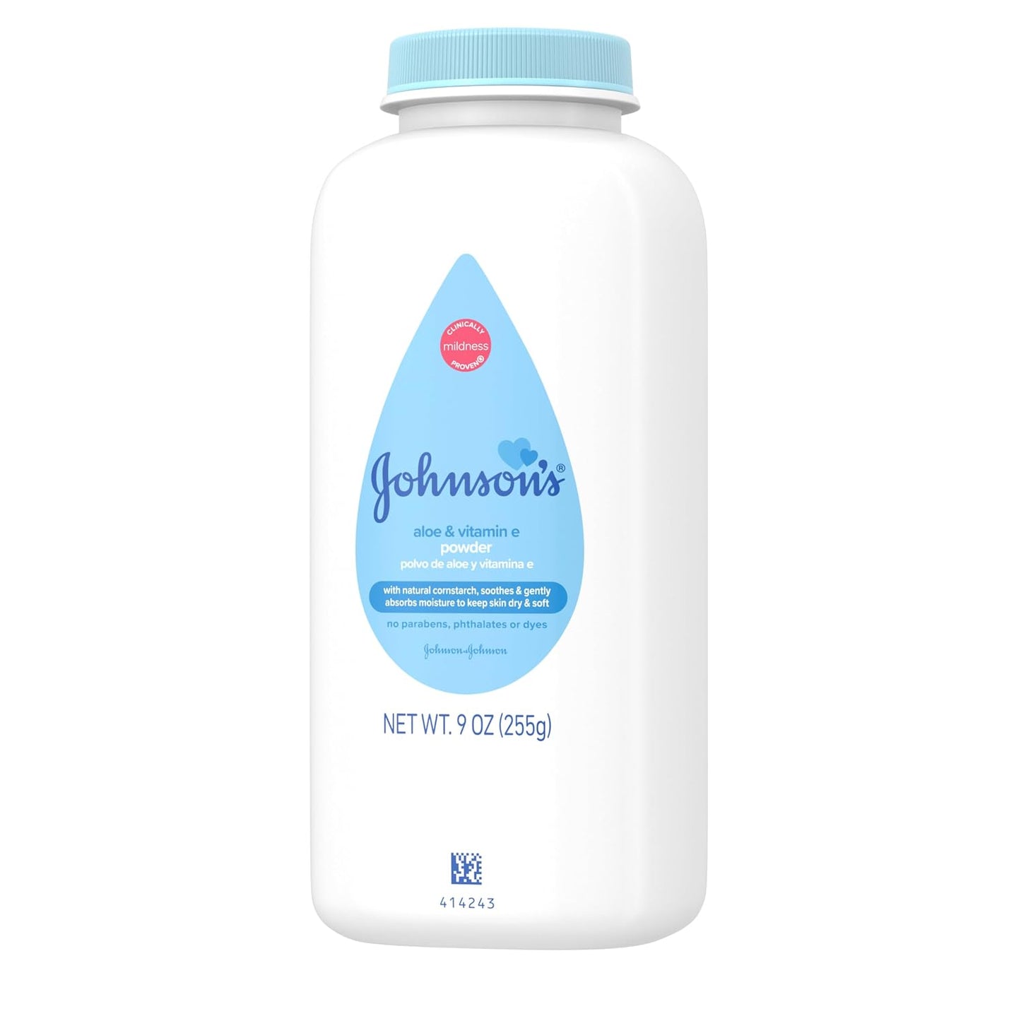 Johnson's Baby Powder, Pure Cornstarch with Aloe & Vitamin E, 9 ounces
