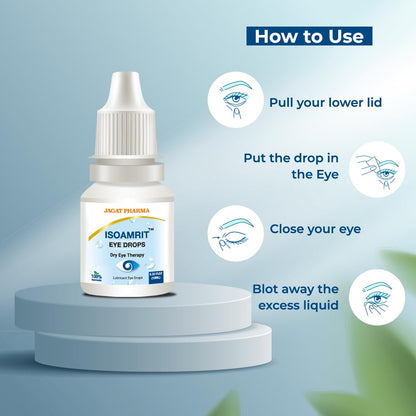 Jagat Pharma ISO Amrit Ayurvedic Eye Drops for Tired & Dry Eyes 10 Ml |100% Ayurvedic Formula for Digital Eye Strain|For Dryness, Redness, Itching, Daily Use