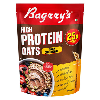 Bagrry’s 25g Protein Oats 750g | Dark Chocolate, Raisins & Pumpkin Seeds | Whey Protein & Plant Protein Blend | High Fibre Breakfast | Rolled Oats | No Refined Sugar | No Added Preservatives