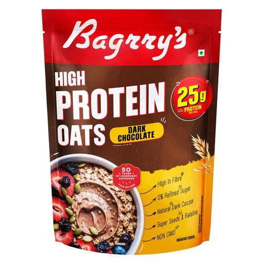 Bagrry’s 25g Protein Oats 750g | Dark Chocolate, Raisins & Pumpkin Seeds | Whey Protein & Plant Protein Blend | High Fibre Breakfast | Rolled Oats | No Refined Sugar | No Added Preservatives