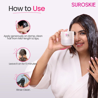 Suroskie Unscented Revive & Defend Instant Glass Hair Mask 200 Gm | Hydrolyzed Keratin & Murmuru Butter | Spa Treatment At Home For Dry Frizzy Hair | Intense Damage Repair Mask For Men & Women