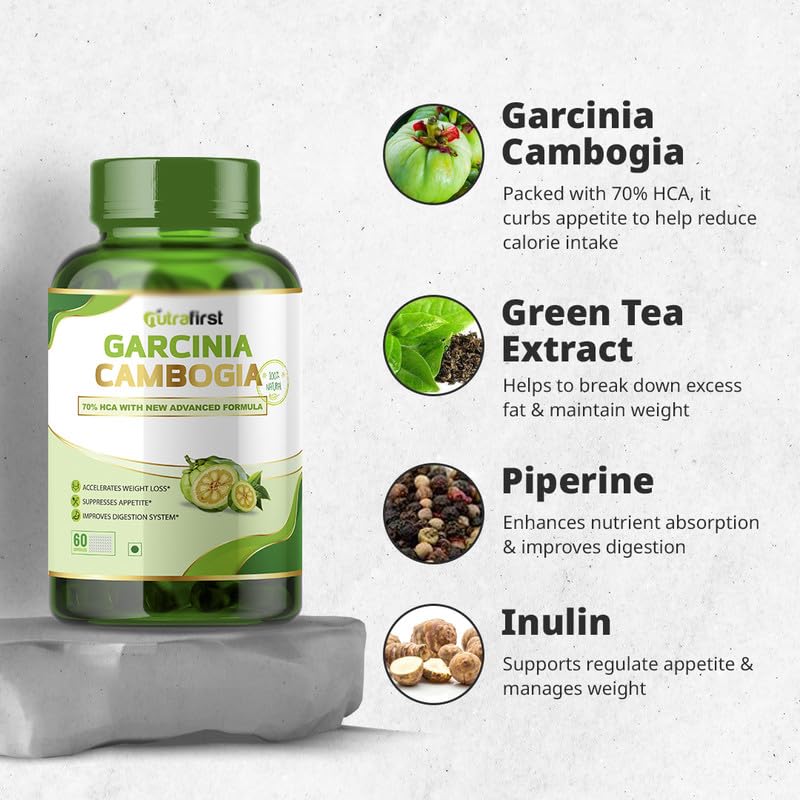 Nutrafirst Garcinia Cambogia Tablets 800mg (60 Tabs) | 70% HCA with Green Tea Extract | Supports Weight Management, Fat Metabolism & Craving Control | Improves Digestion | For Men & Women
