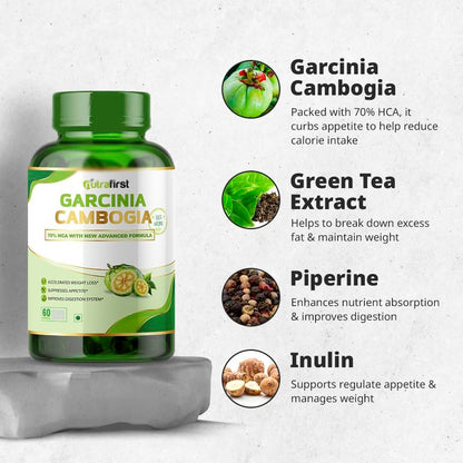Nutrafirst Garcinia Cambogia Tablets 800mg (60 Tabs) | 70% HCA with Green Tea Extract | Supports Weight Management, Fat Metabolism & Craving Control | Improves Digestion | For Men & Women