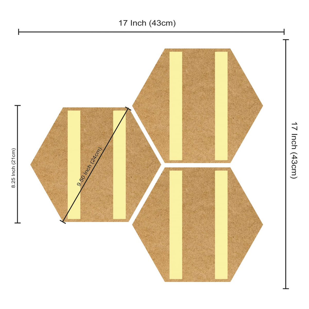 Floral Wall Painting For Living Room Hexagonal Set of 3 (B)
