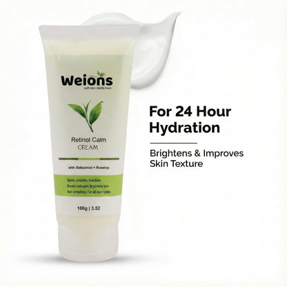 Retinol Calm Cream with Bakuchiol and Rosehip, Anti-Ageing Night Treatment, 100g