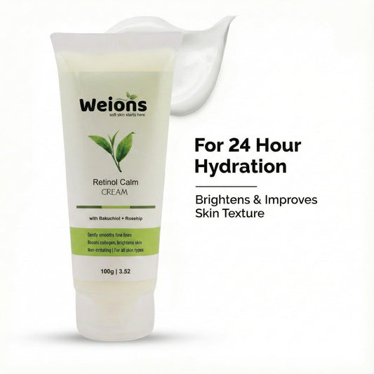 Retinol Calm Cream with Bakuchiol and Rosehip, Anti-Ageing Night Treatment, 100g