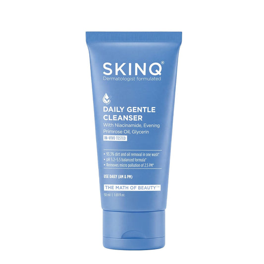 SKINQ Daily Gentle Cleanser | Niacinamide Face Wash with Evening Primrose Oil & Glycerin |Removes Dirt in 1 Wash | In-Vivo Tested | No SLS, No Parabens | For All Skin Types | Dermat Formulated | 50ml