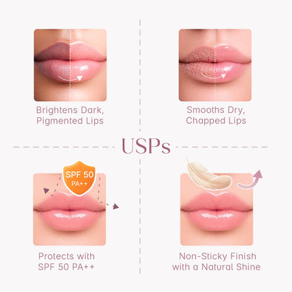 Seoulskin Brightening Lip Balm with SPF 50 PA++, Kojic Acid & Niacinamide | Brightening Lip Balm for Dark Lips | Repairs Chapped Lips | For Dark Lip Lightening & Protection | 10g