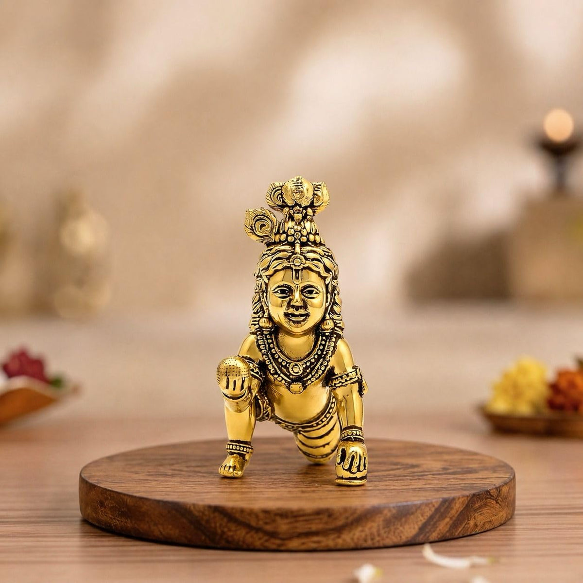 Aksharveda Brass Ladoo Gopal Idol – Size 1