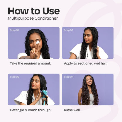 MANETAIN Multipurpose Conditioner 50gm for Curly & Wavy Hair | Hydrating Protein–Moisture Balanced Formula for Frizz Control & Softness | CG-Friendly, Silicone-Free | Suitable for Women & Men