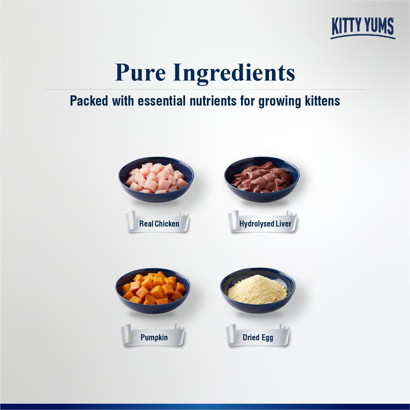 Kitty Yums Kitten Wet Mousse 80g | Chicken | Rich in Protein | Promotes Hydration & Easy to Digest | Grain Free | No Artificial Flavours | Packed with Essential Vitamins & Antioxidants