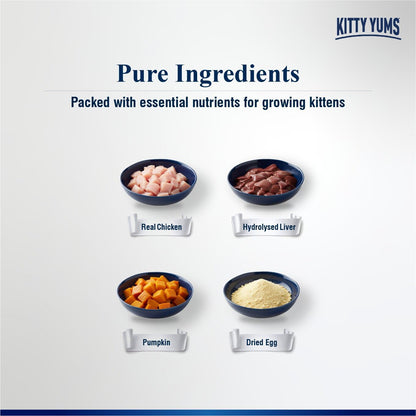 Kitty Yums Kitten Wet Mousse 80g | Chicken | Rich in Protein | Promotes Hydration & Easy to Digest | Grain Free | No Artificial Flavours | Packed with Essential Vitamins & Antioxidants