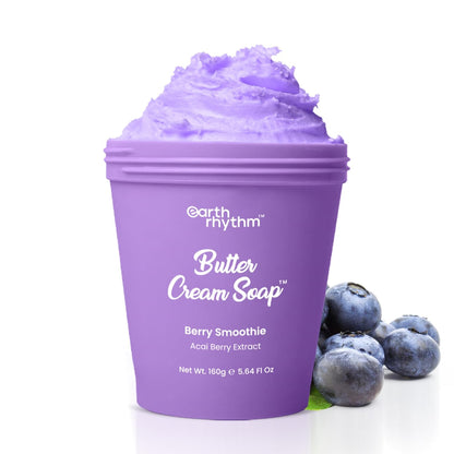 Earth Rhythm Butter Cream Soap, 48H Moisture, Gentle Cleanse, No Sulphates, No Phthalates – Berry Smoothie