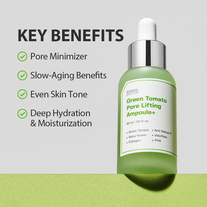 SUNGBOON EDITOR Green Tomato Pore Lifting Ampoule+ (30 ml) | Pore-Tightening & Lifting Serum | Firming, Oil Control & Smoother Skin
