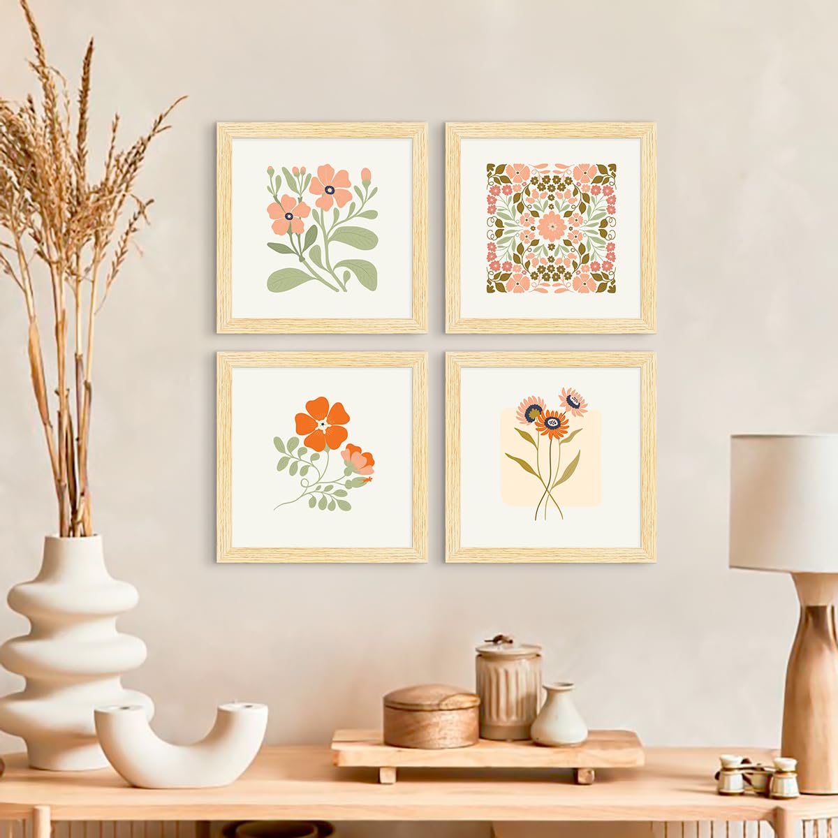 Floral Paintings, 10.0 X 10.0 each, Set of 4