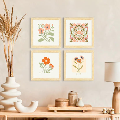 Floral Paintings, 10.0 X 10.0 each, Set of 4
