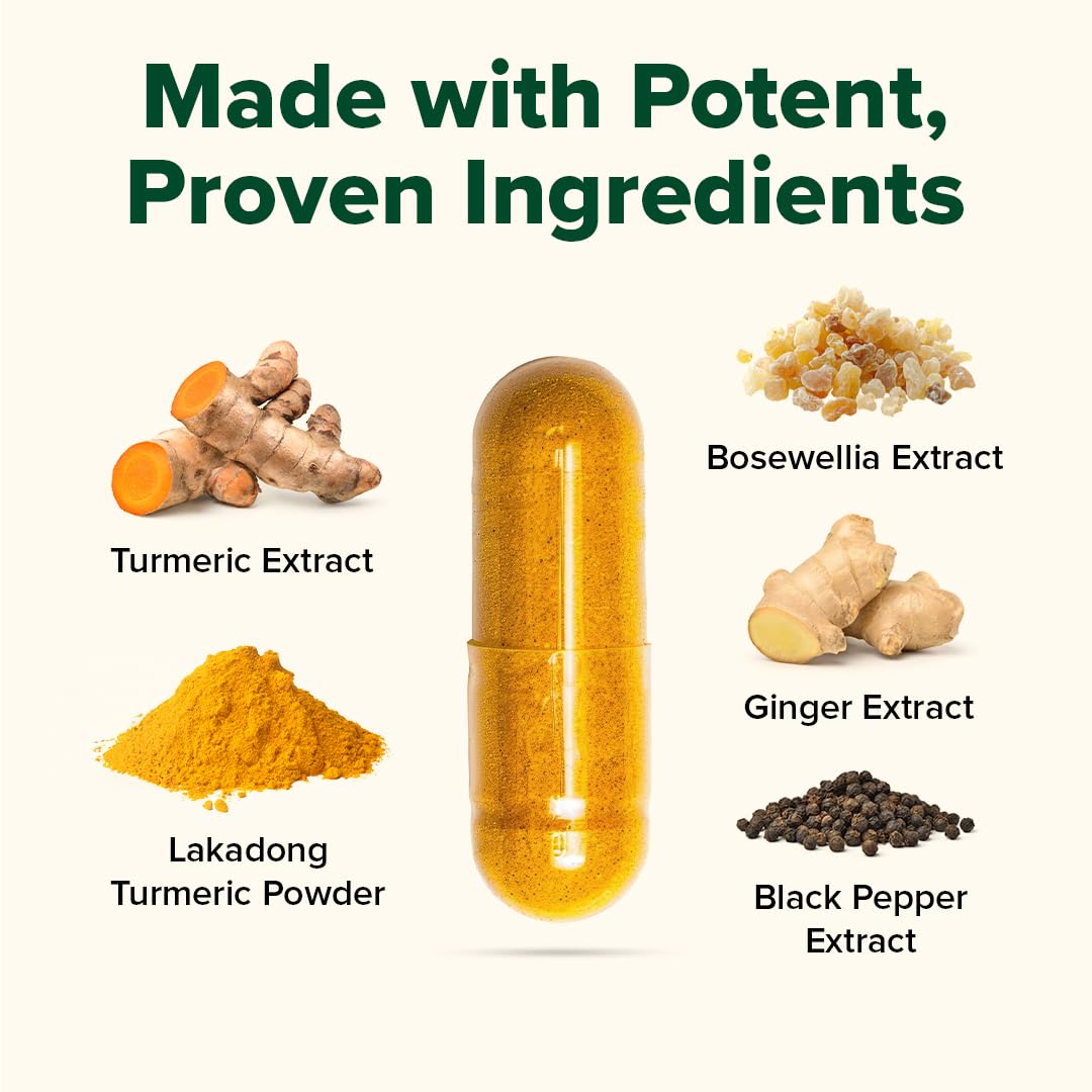 VAHDAM Turmeric Curcumin for Joint Support | 60 Capsules | Piperine & 95% Curcuminoids | Anti Inflammatory Supplement