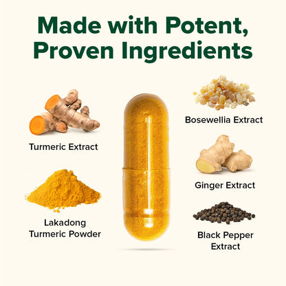 VAHDAM Turmeric Curcumin for Joint Support | 60 Capsules | Piperine & 95% Curcuminoids | Anti Inflammatory Supplement