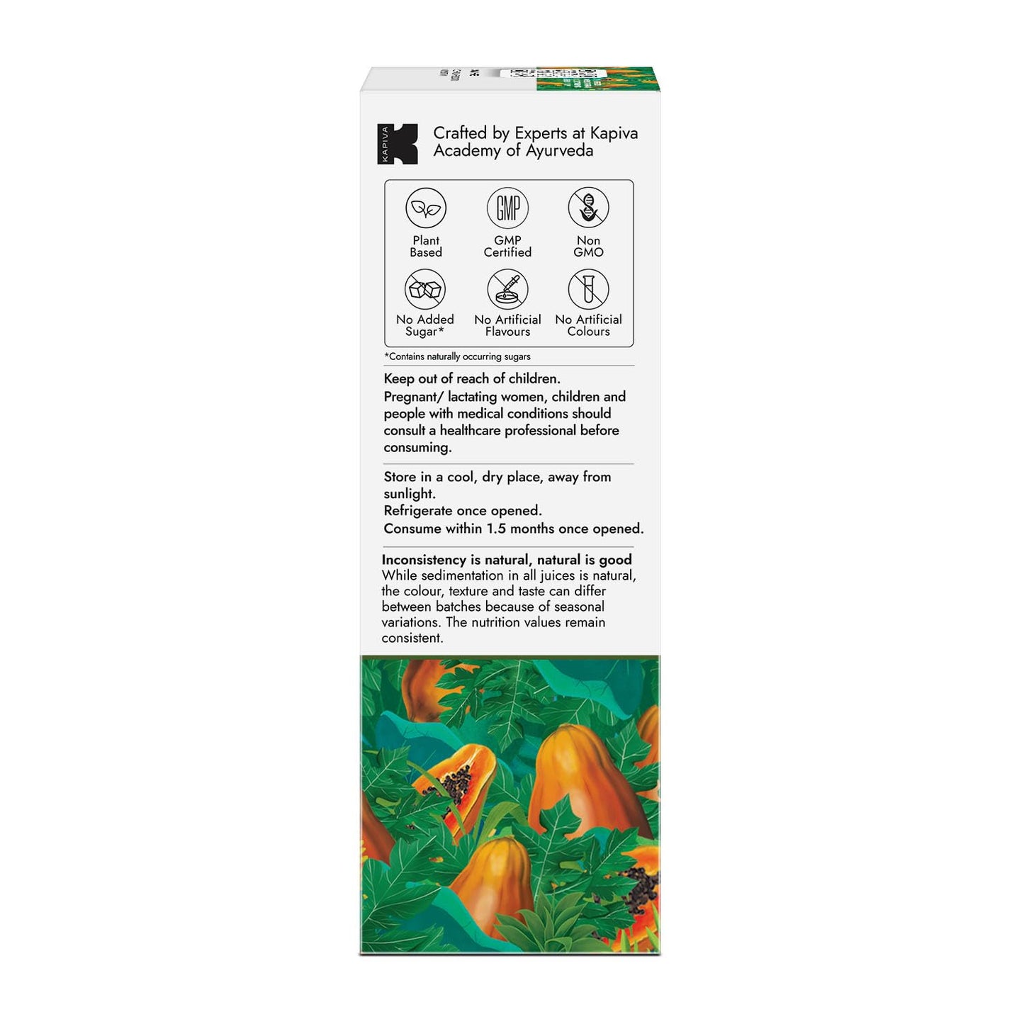 Kapiva Papaya Leaf Juice | No Artificial Colours & Flavours | Healthy Platelet Count | For Better Immunity & Digestion