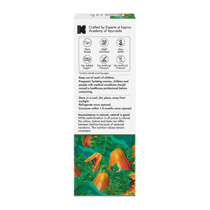 Kapiva Papaya Leaf Juice | No Artificial Colours & Flavours | Healthy Platelet Count | For Better Immunity & Digestion