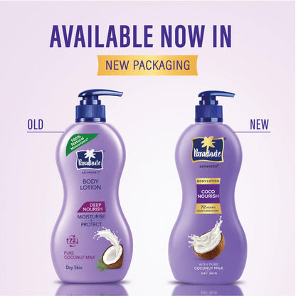 Parachute Advansed Coco Nourish Body Lotion with Pure Coconut Milk, 10 Layer Deep Action | 72 Hr | Moisturizer | Deep Nourishment | For Dry Skin | For Women | For Winter | Daily Use 600ml