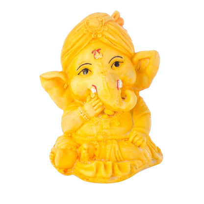 Ganesha Statue Decorative Showpiece Gift Item Best for Home & Office Decor, Car Dashboard and Corporate Gift Items, Ganesh chaturthi Decoration (Yellow Ganesh)