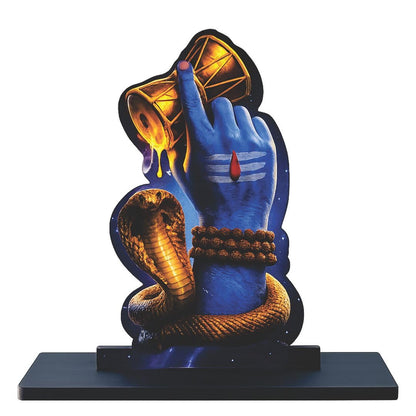 Wooden Lord Shiva Idol with Damru | Spiritual Tabletop Showpiece for Home, Office Desk, Temple, Living Room Decor, Religious Gift Item (5.7 x 6 Inch)